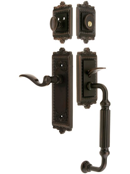 Windsor Entry Lock Set in Oil-Rubbed Bronze Finish with Right-Handed Bellagio Lever and